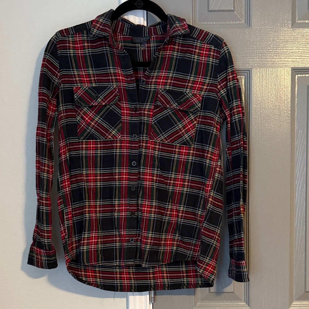 Topshop Multicolor Classic Plaid Flannel Shirt